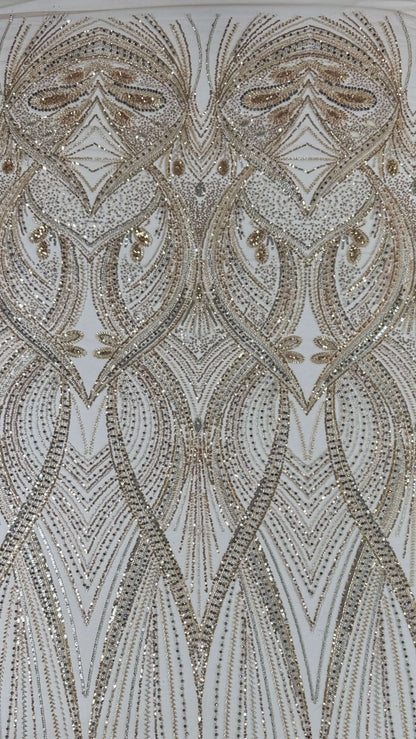 Swirl Elegant Beaded Lace