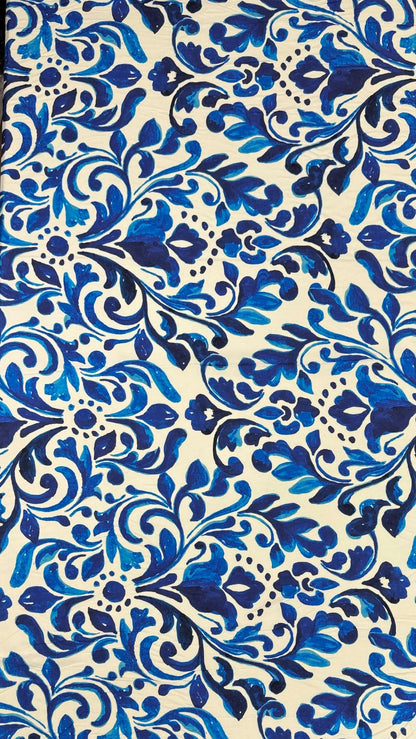 Vintage Blue and White Porcelain Rayon