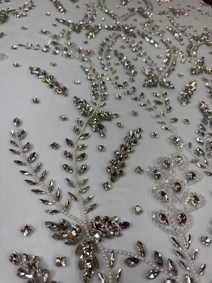 Rhinestone Mesh Leaf Design