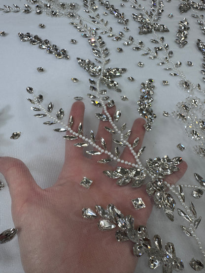 Rhinestone Mesh Leaf Design