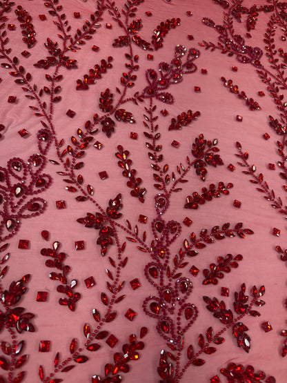 Rhinestone Mesh Leaf Design