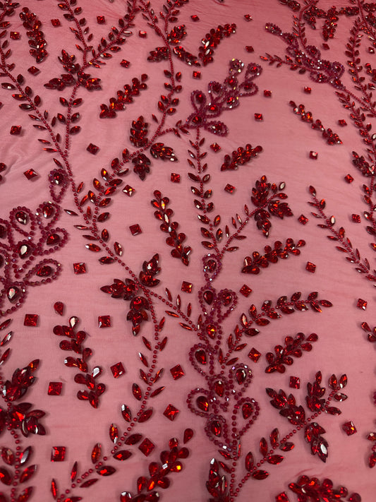 Rhinestone Mesh Leaf Design
