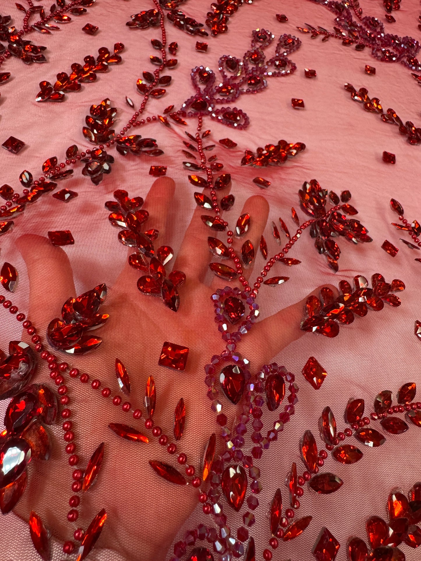 Rhinestone Mesh Leaf Design