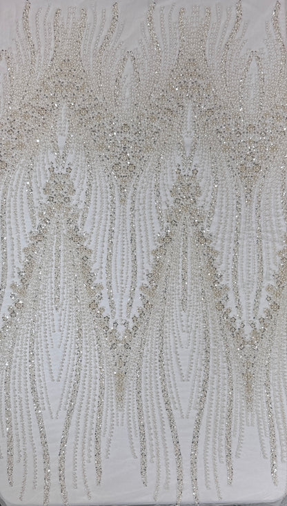 Pearl wave elegant beaded lace