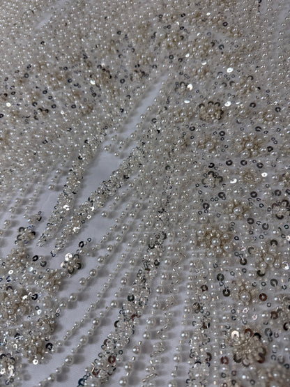 Pearl wave elegant beaded lace