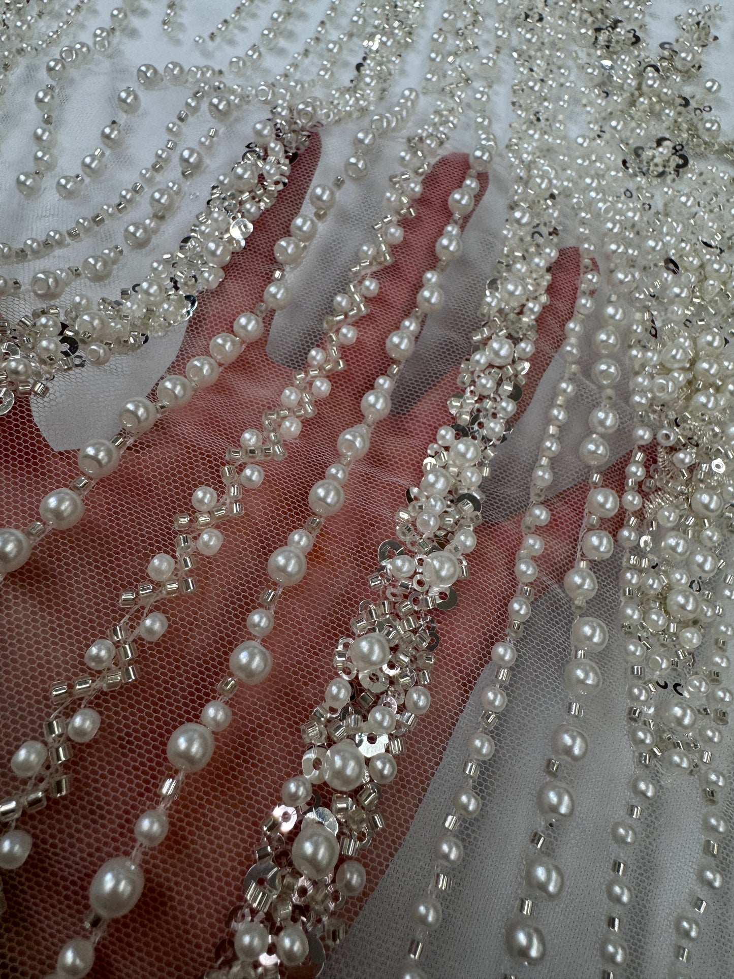 Pearl wave elegant beaded lace