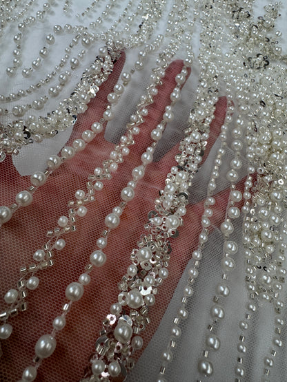 Pearl wave elegant beaded lace