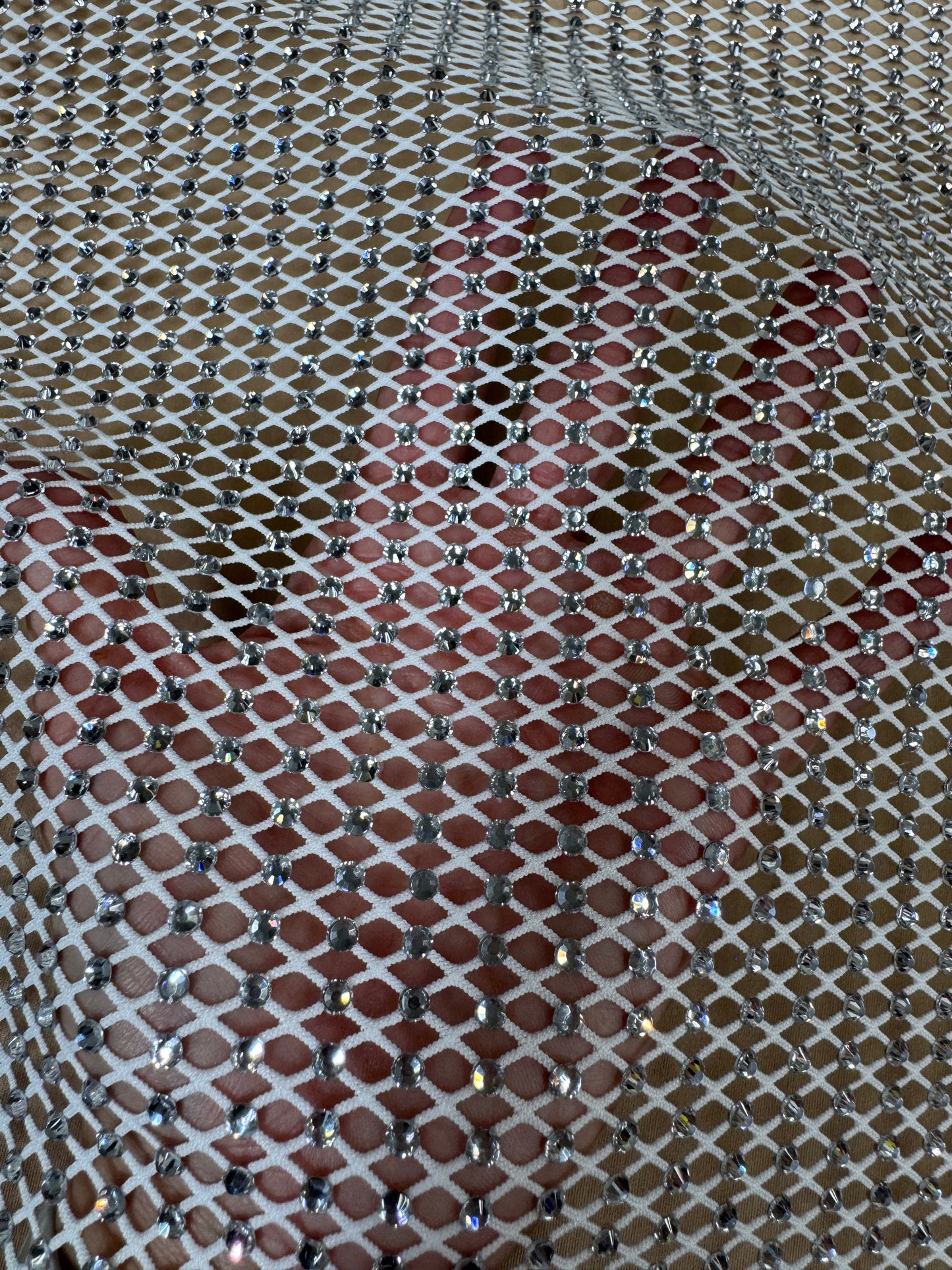 Rhinestone stretch mesh