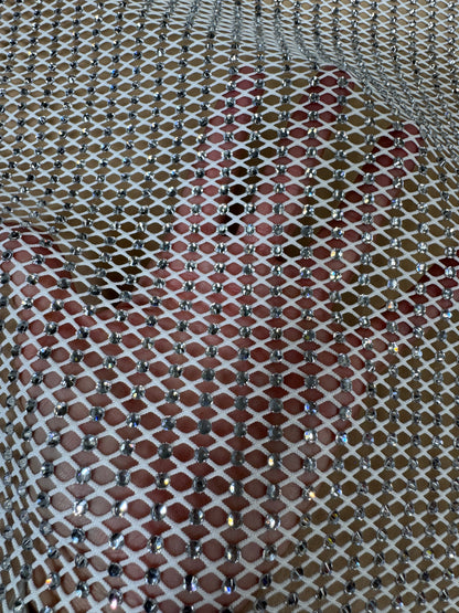 Rhinestone stretch mesh