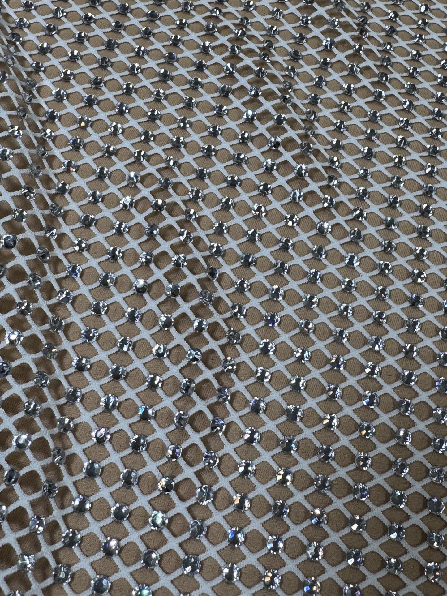 Rhinestone stretch mesh