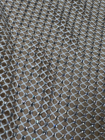 Rhinestone stretch mesh