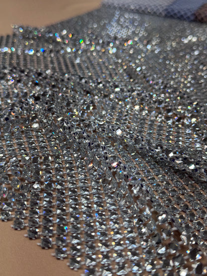 Rhinestone Mesh Stretch Square Stones