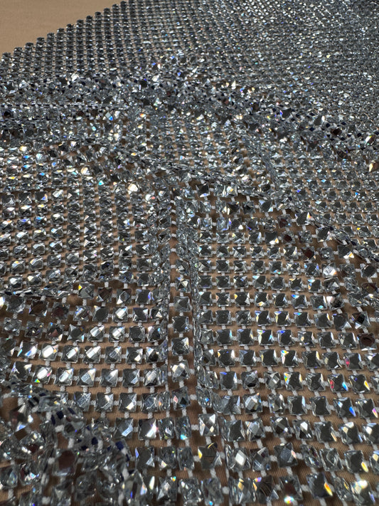 Rhinestone Mesh Stretch Square Stones