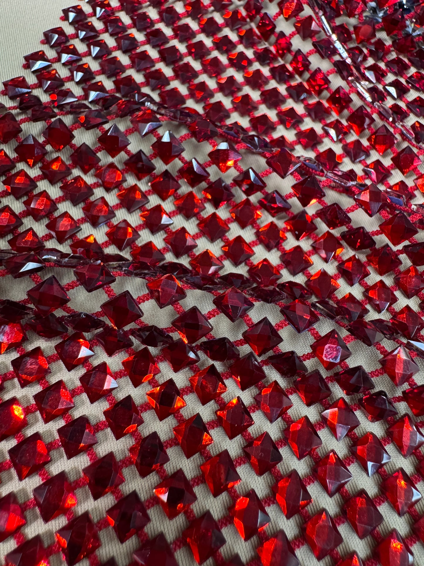 Rhinestone Mesh Stretch Square Stones