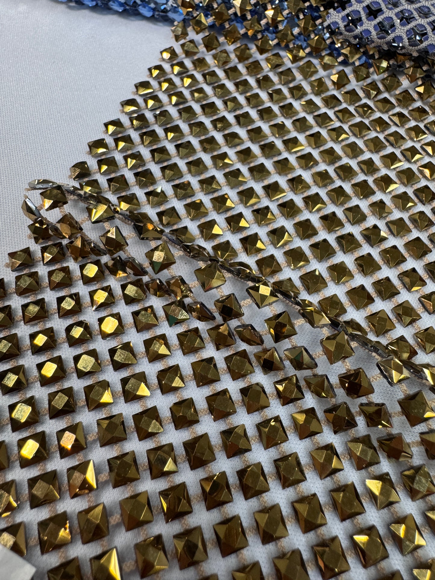 Rhinestone Mesh Stretch Square Stones