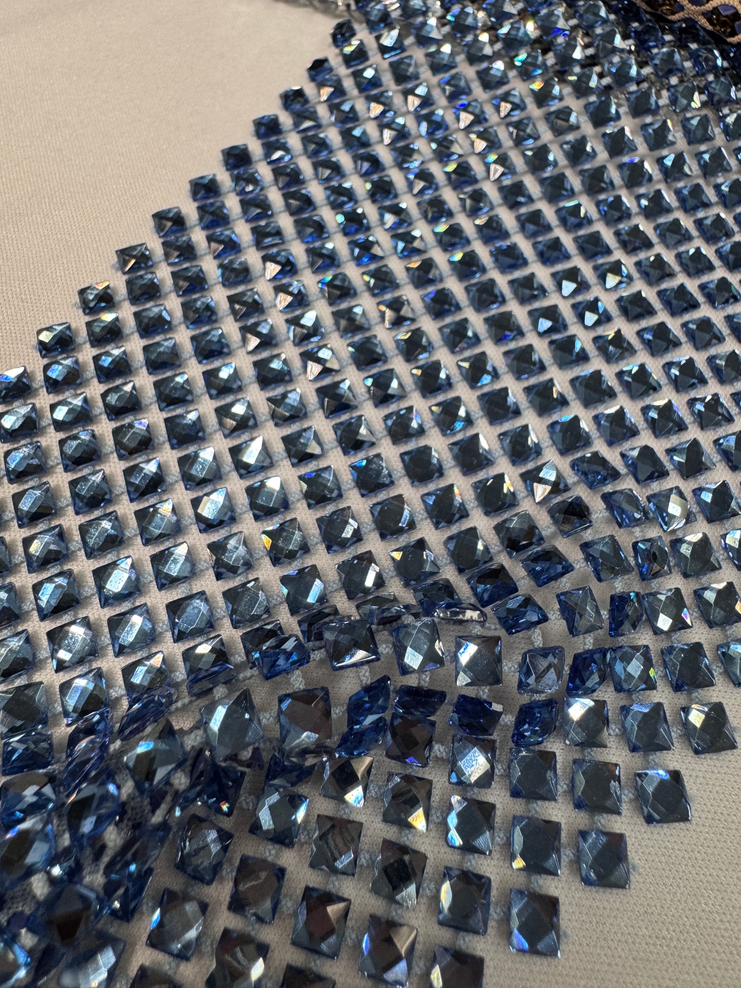 Rhinestone Mesh Stretch Square Stones