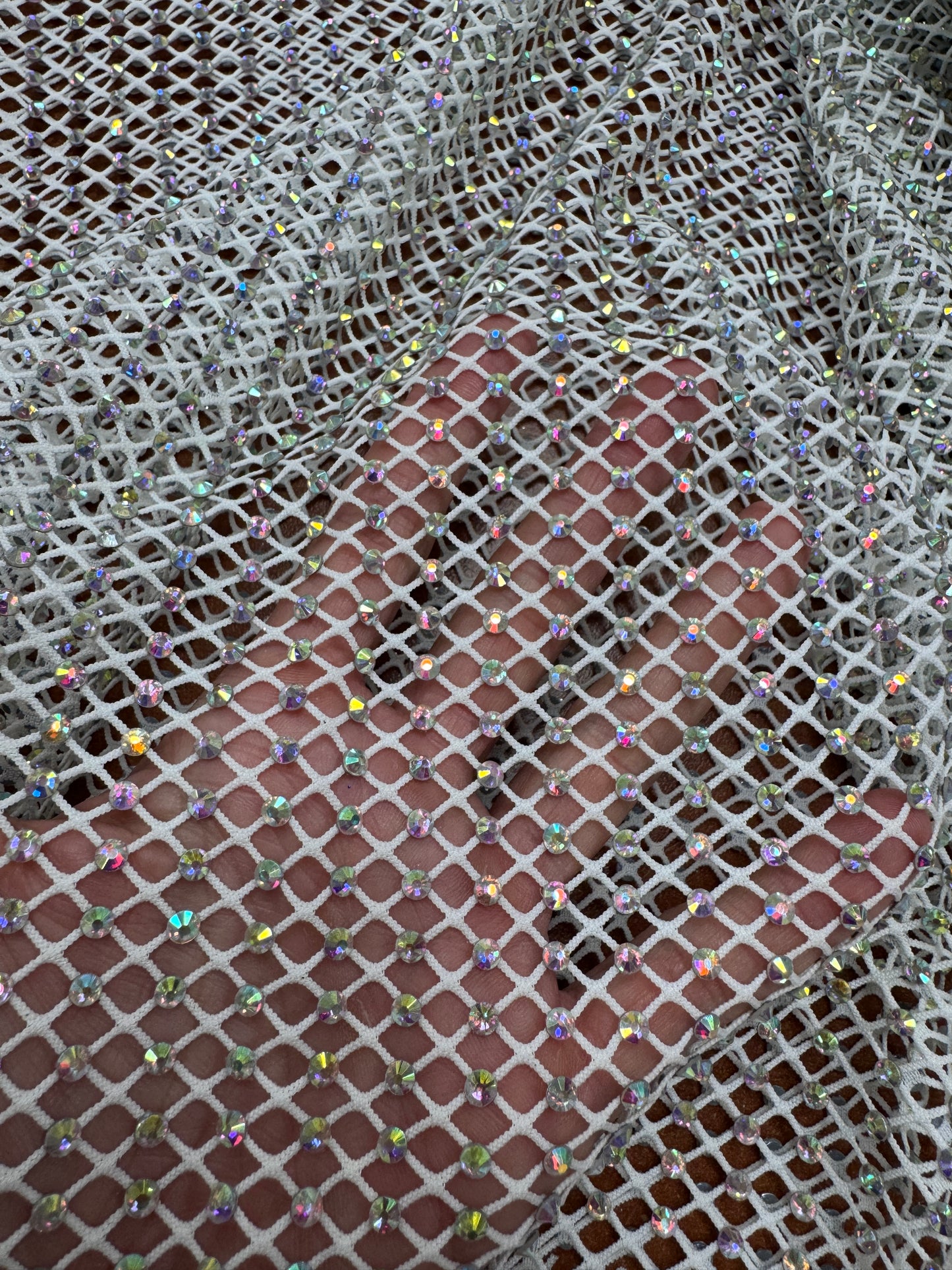 Rhinestone stretch mesh