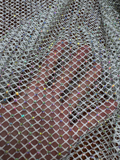 Rhinestone stretch mesh