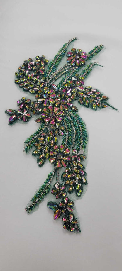 Flower Rhinestone Applique Pair