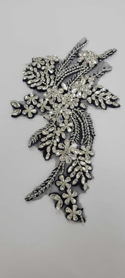Flower Rhinestone Applique Pair