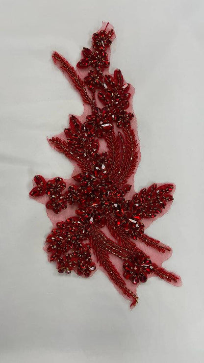 Flower Rhinestone Applique Pair