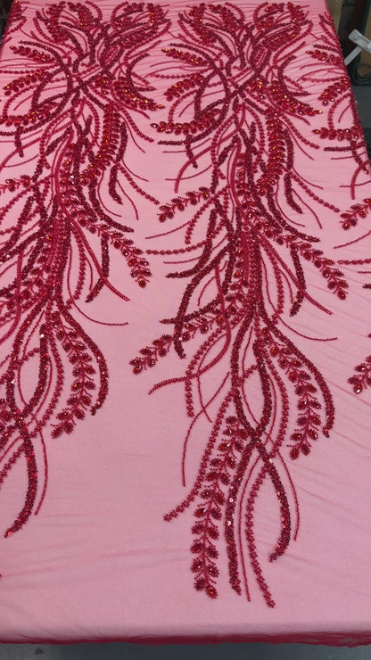 Rhinestone beaded lace elegant design