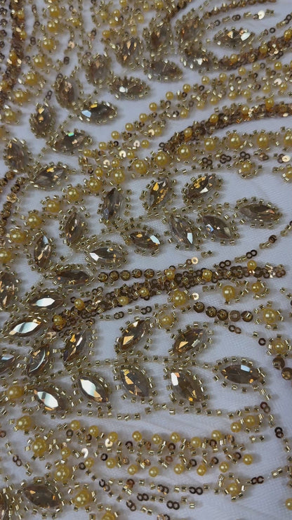 Rhinestone beaded lace full design