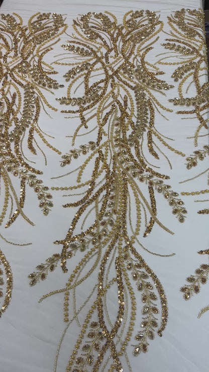 Rhinestone beaded lace elegant design