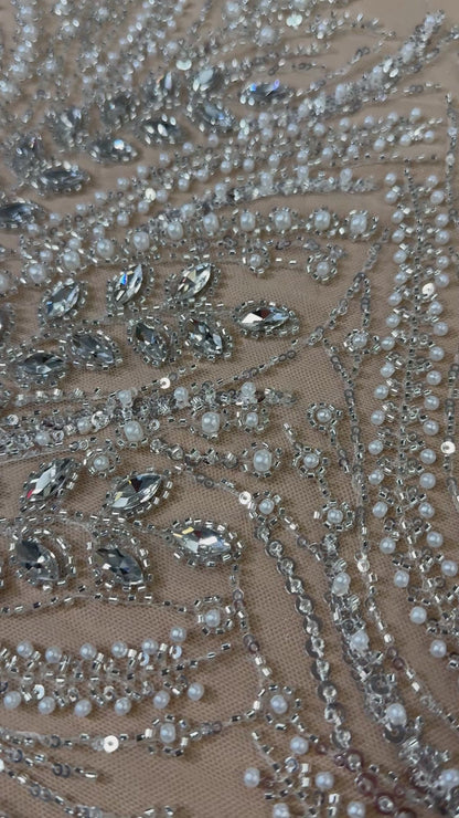 Rhinestone beaded lace full design