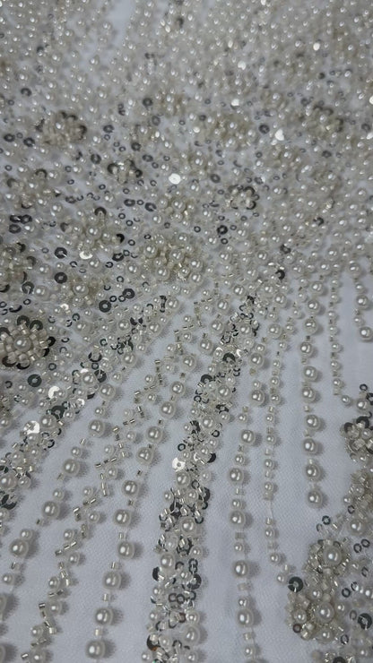 Pearl wave elegant beaded lace