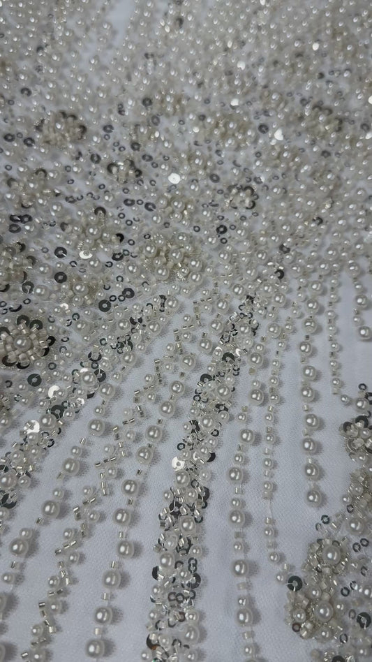 Pearl wave elegant beaded lace