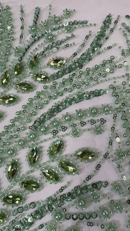 Rhinestone beaded lace full design