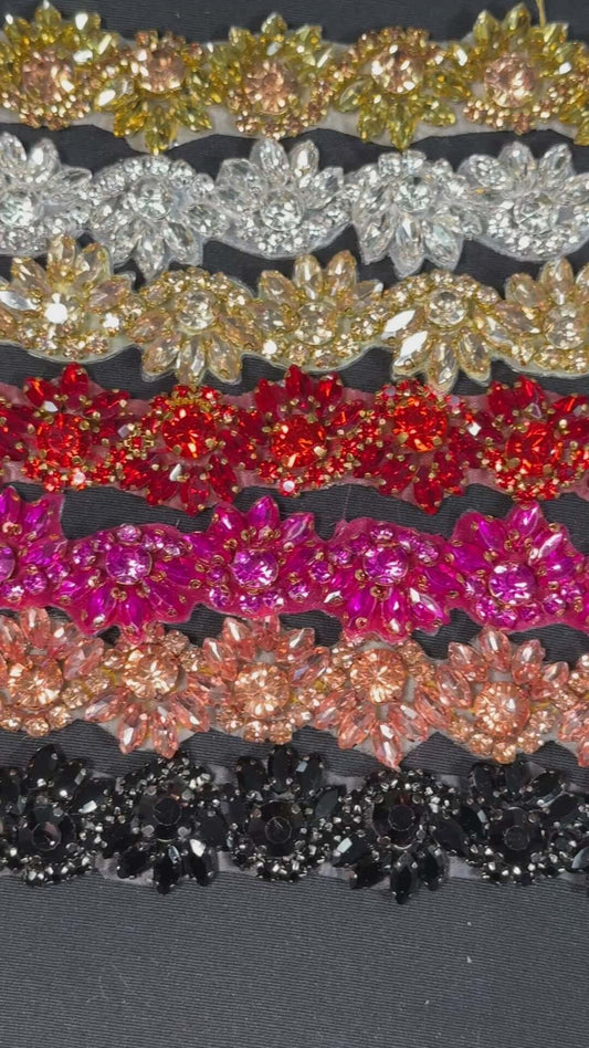Rhinestone Half Flower Trim