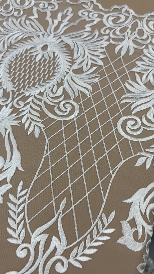 Bridal lace embroidered