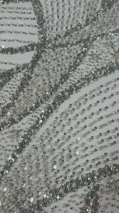 Modern pearls and sequins beaded lace
