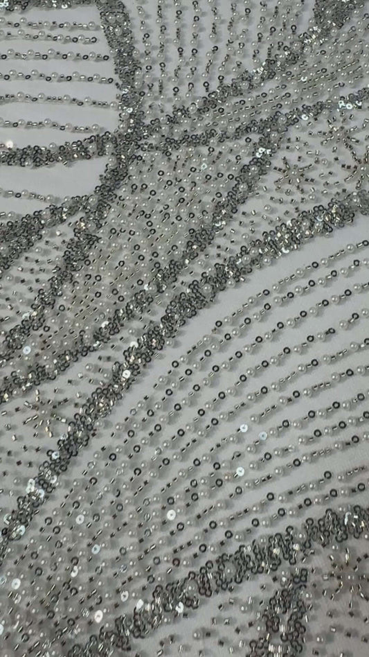 Modern pearls and sequins beaded lace