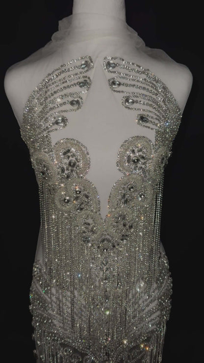 Rhinestone fringe Bodice