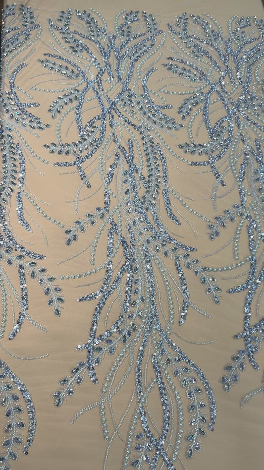 Rhinestone beaded lace elegant design