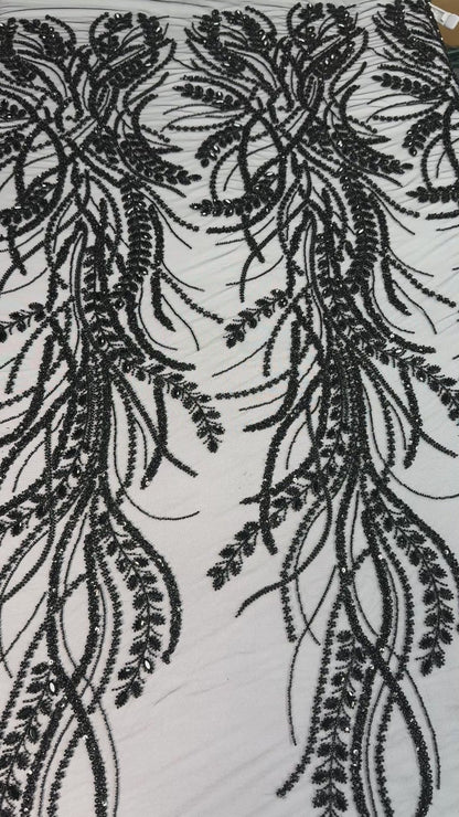 Rhinestone beaded lace elegant design