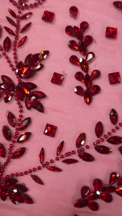 Rhinestone Mesh Leaf Design