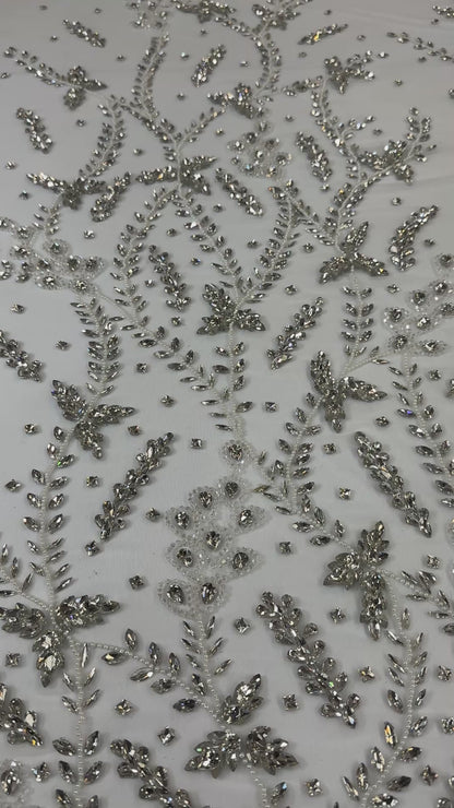 Rhinestone Mesh Leaf Design