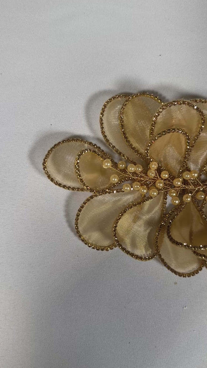 Sheer 3D Flower Applique With Pearls