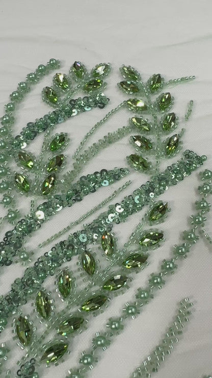 Rhinestone beaded lace elegant design