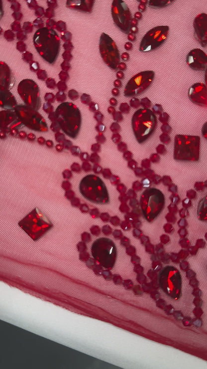 Rhinestone Mesh Leaf Design