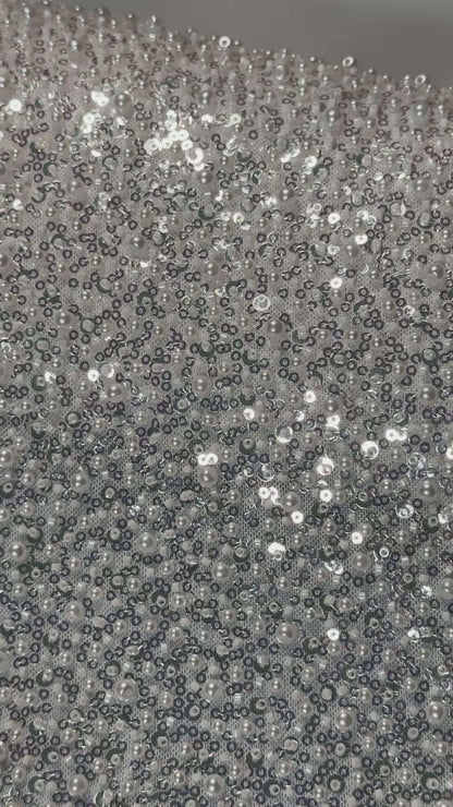 Solid Beaded Lace with Sequins and Pearls