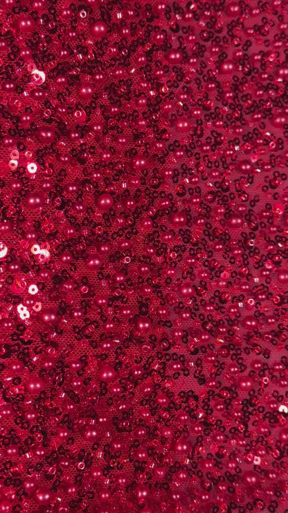 Solid Beaded Lace with Sequins and Pearls