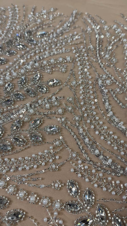 Rhinestone beaded lace full design