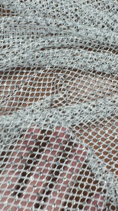 Rhinestone stretch mesh