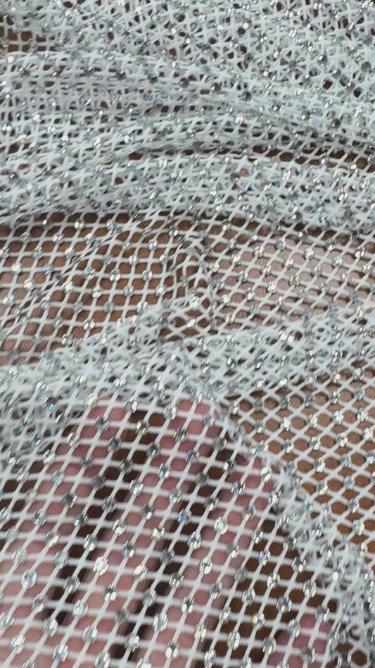 Rhinestone stretch mesh