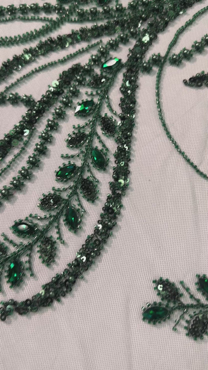 Rhinestone beaded lace elegant design